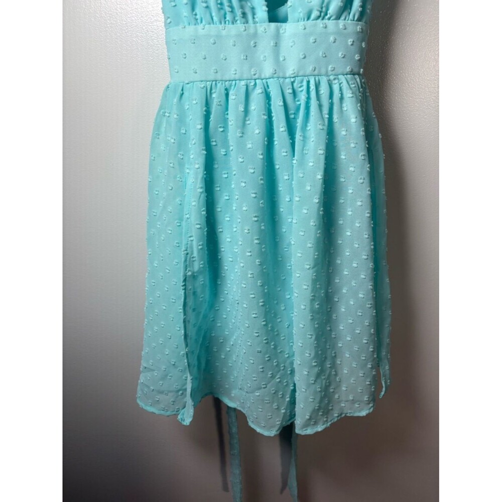 Lucy in the Sky Light Aqua Dot Chiffon Dress - Picture 3 of 10